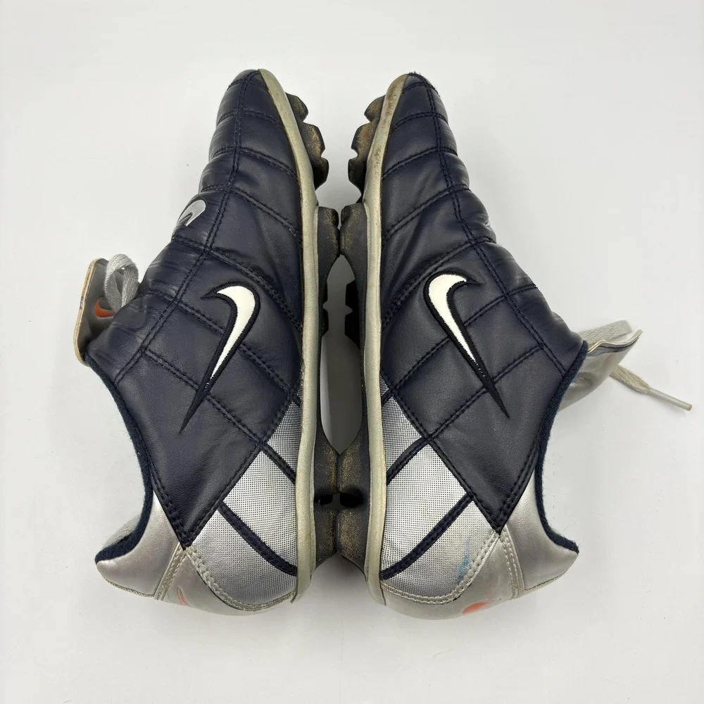 Nike Total 90 Shoes Youth Size 1.5Y Blue Silver Soccer Cleats 302240-408‎